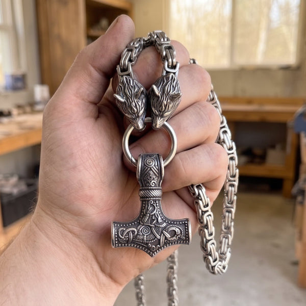 WOLVES & MJOLNIR - STAINLESS STEEL