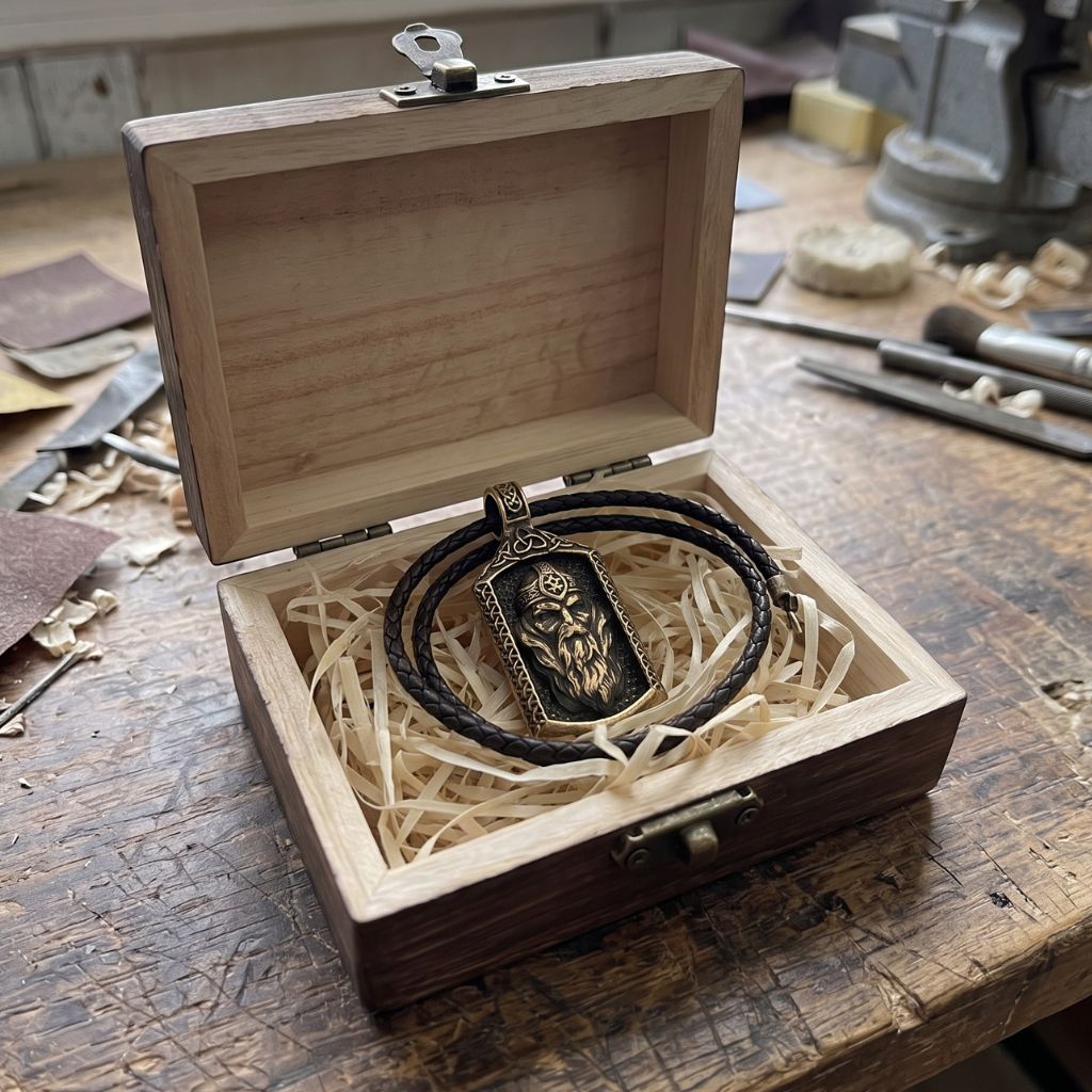ODIN ALLFATHER RUNIC FACE PENDANT - SOLID BRASS