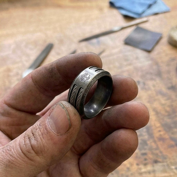 ODIN'S SACRIFICE YGGDRASIL RUNES RING - STAINLESS STEEL