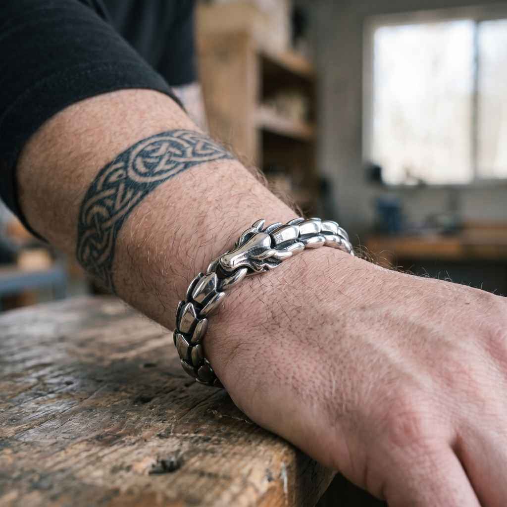 JORMUNGANDR BRACELET - STAINLESS STEEL
