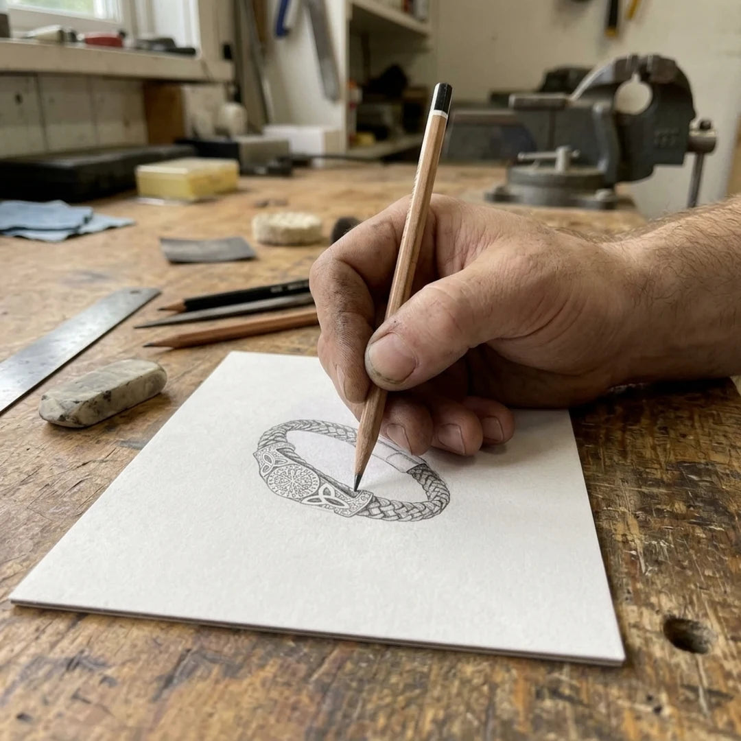 Path Of The North Leather Cord Bracelet - maker drawing its pencil sketch