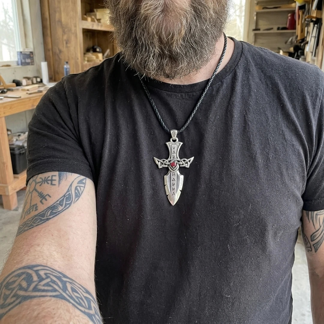 Valhalla Sword Dagger Pendant - worn proudly around the neck in sterling silver